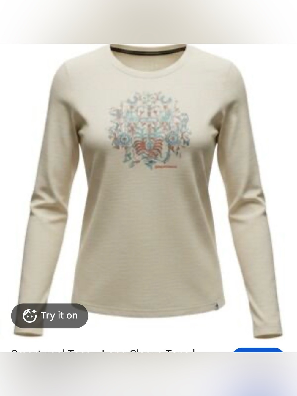 Smartwool Womens floral tundra Long Sleeve Graphic Tee size small